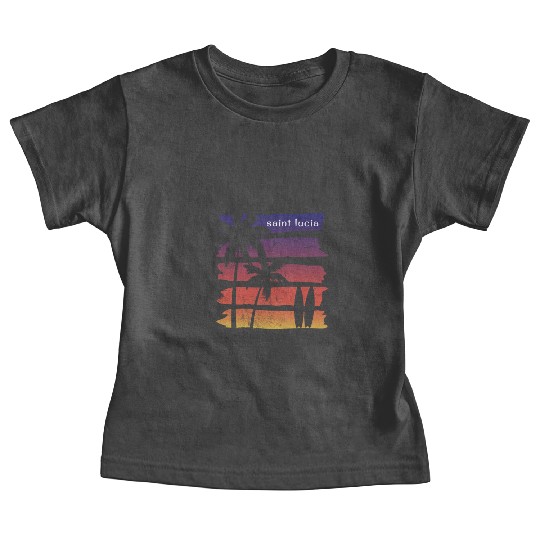 Cool Saint Lucia Surfing Fan Beach Palm Tree Baby Tees