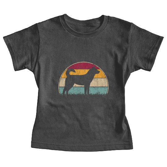 Korean Jindo Dog Retro Vintage Sunset Silhouette Baby Tees