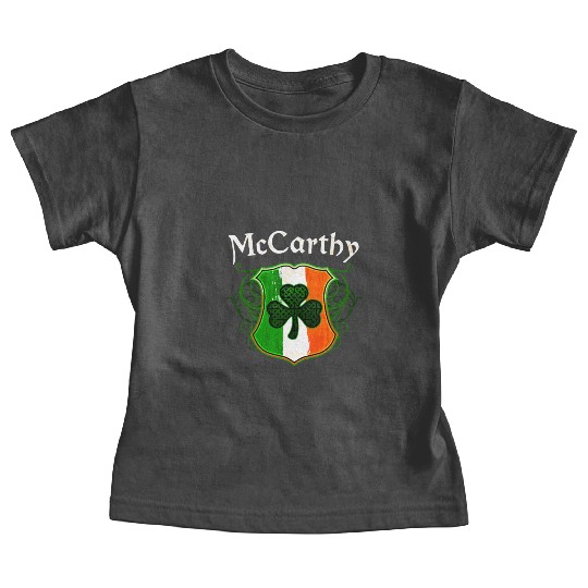 McCarthy Irish Surname Ireland Flag Shamrock Baby Tees