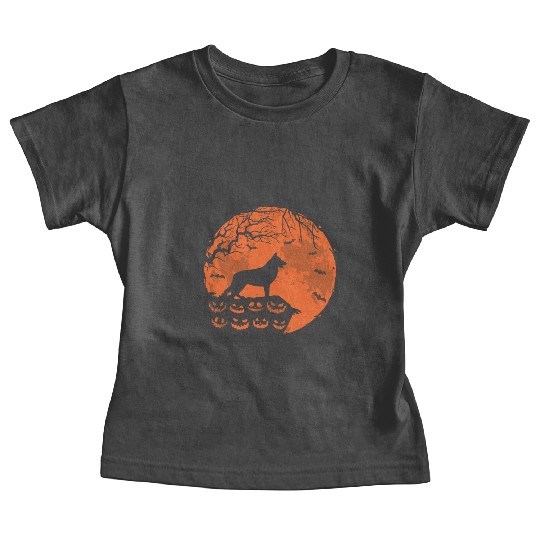 German Shepherd And Moon Halloween Funny Dog Lover Baby Tees
