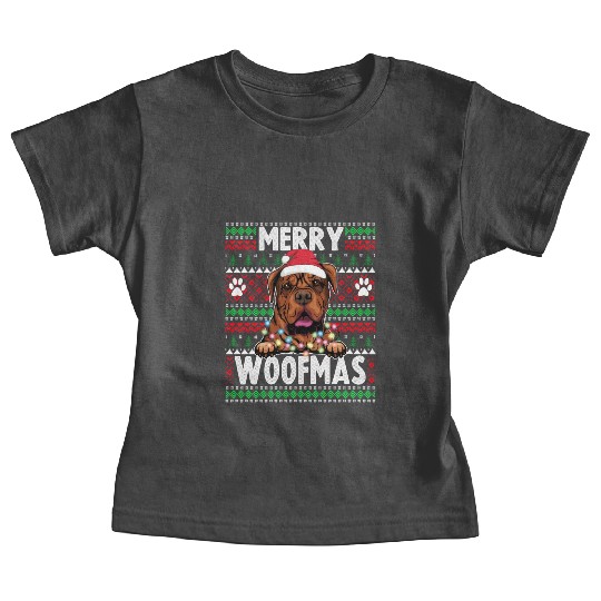 Bordeaux Great Dane Christmas Lights Dog Lovers Xm Baby Tees