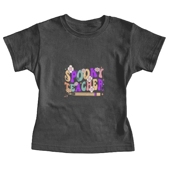 Spooky Season Retro Spooky Teacher Halloween Funny Baby Tees
