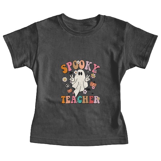 Groovy Halloween Spooky Teacher Cute Halloween Baby Tees