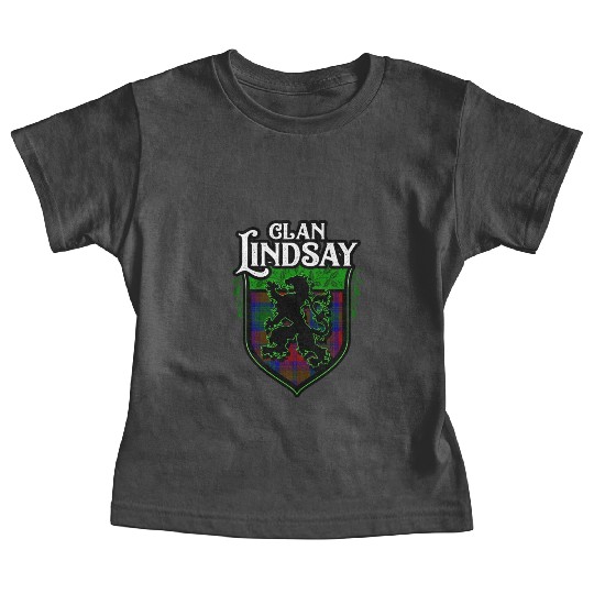Clan Lindsay Scottish Tartan Rampant Lion Celtic Baby Tees