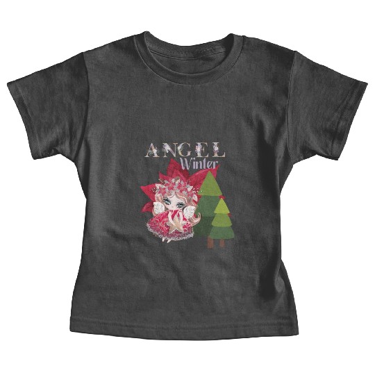 Winter Angel Christmas Tree Poinsettia Baby Tees