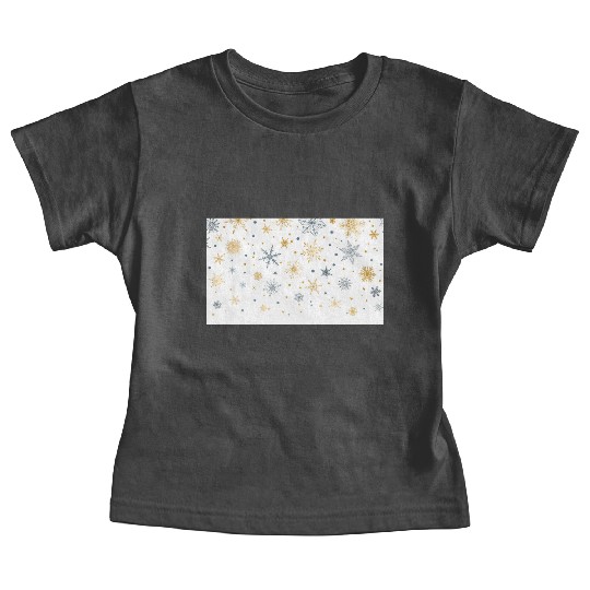 Elegant Snowflakes White Gold Silver Baby Tees