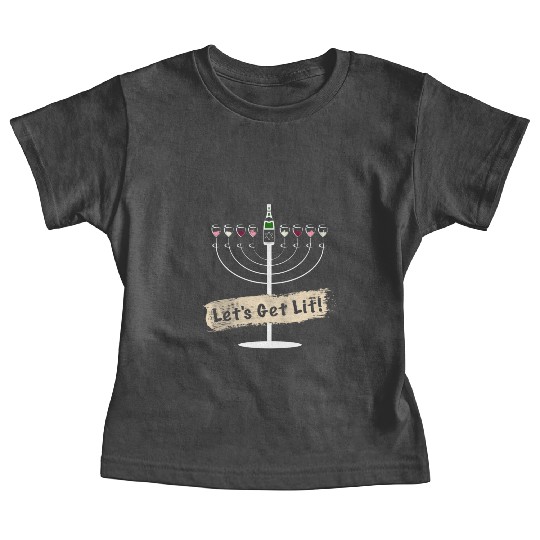 Let's Get Lit Wine Lovers Hanukkah Baby Tees