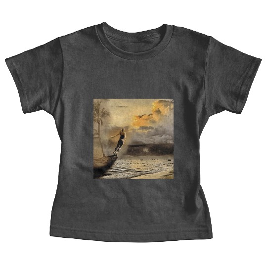 dark blue ocean waves storm fantasy Baby Tees