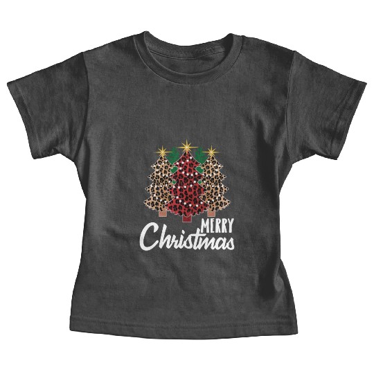 Cute Merry Christmas Leopard Print Tree Christmas Baby Tees