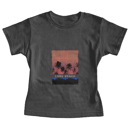 Long Beach California Vacation Souvenir Palm Tree Baby Tees