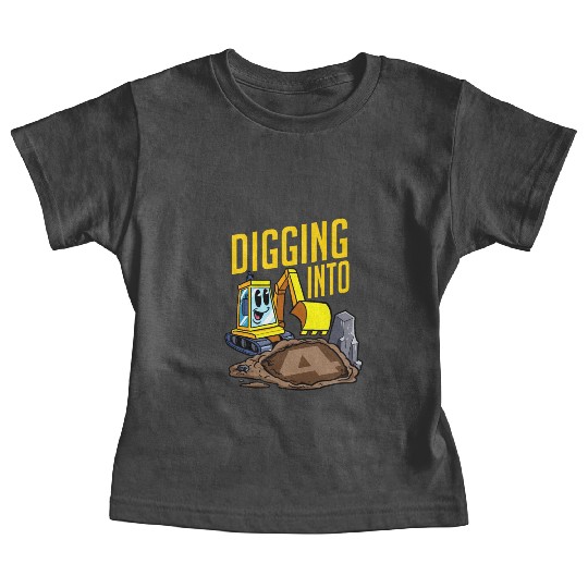 Excavator Driver Digging Into 4 Birthday Excavator Baby Tees