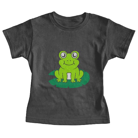 Cute frog sitting water lily Baby Tees
