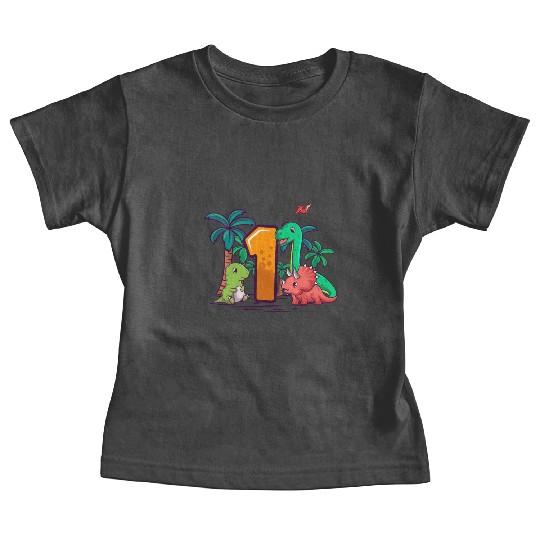 1st Birthday T-Rex Triceratops Dinosaur 1 Year Baby Tees