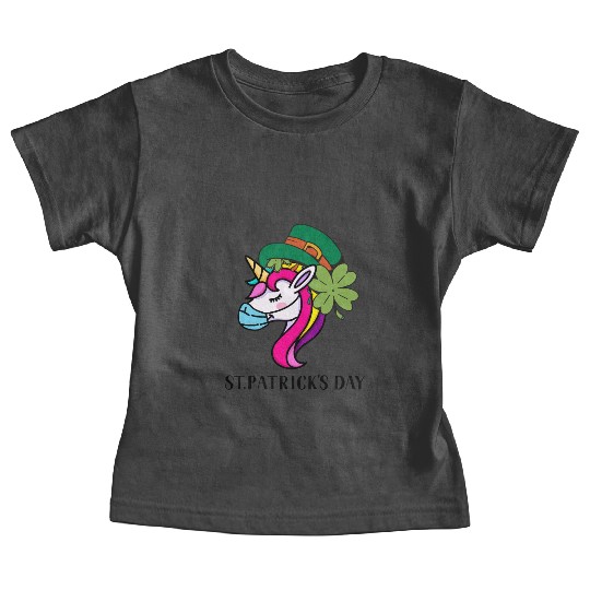 Toddler Girls St Patricks Day Rainbow Unicorn Face Baby Tees