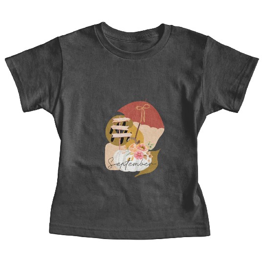 Fall September white pumpkin abstract Baby Tees