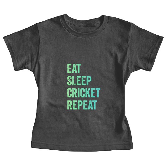 Eat sleep cricket repeat | Cricket Lover Baby Tees