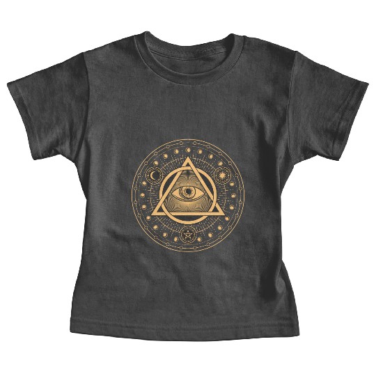 Rune Alchemy Circle with All Seeing Witchcraft Eye Baby Tees