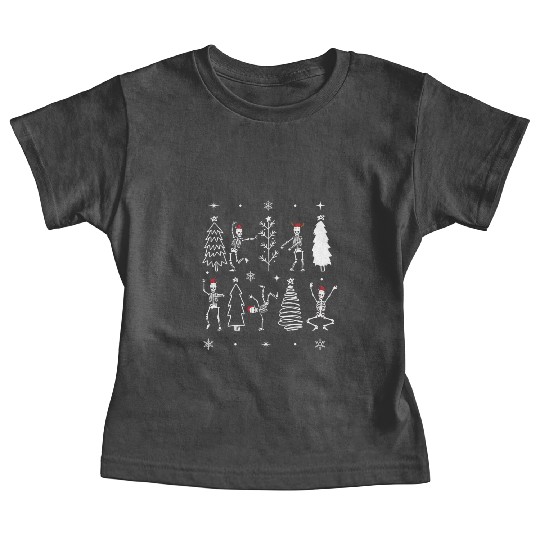 Funny Goth Christmas, skeleton dancing christmas Baby Tees