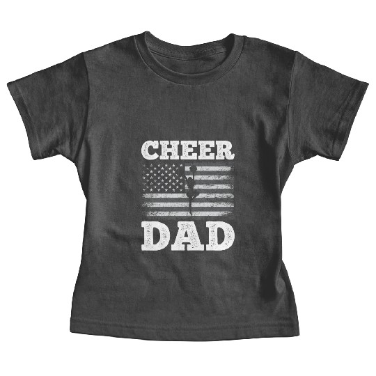Cheer Dad American Flag Vintage Funny Cheerleader Baby Tees