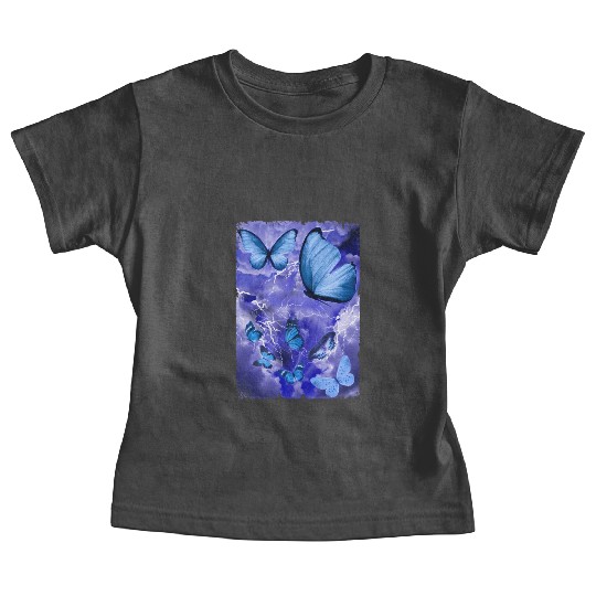 Blue Butterflies Lightning Butterfly Lover Baby Tees