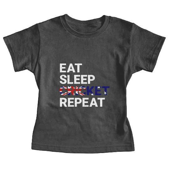 Eat Sleep Cricket Repeat AUS Flag Sports Gift Baby Tees
