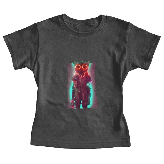 Futuristic Cyberpunk Cat Baby Tees