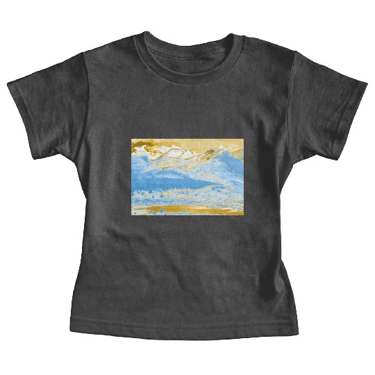 Golden Blue Mountain Lake Baby Tees