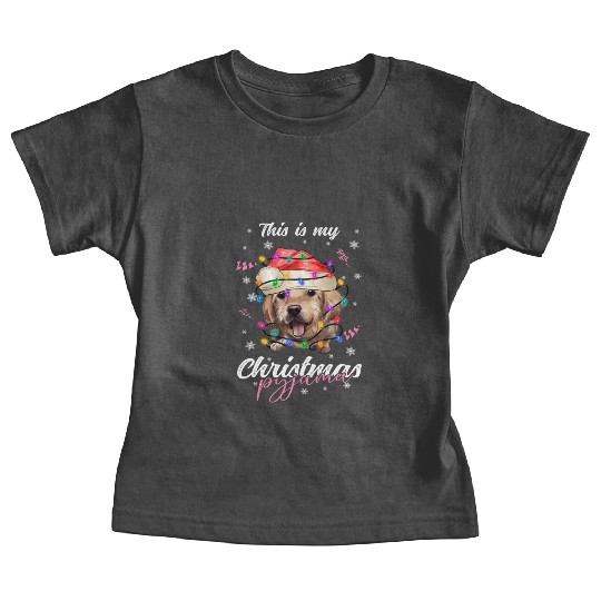 Winter Christmas Pyjama Golden Retriever Baby Tees