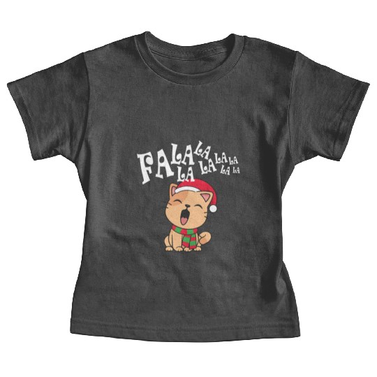 Cute Christmas Cat Singing Fa la la la Song Baby Tees