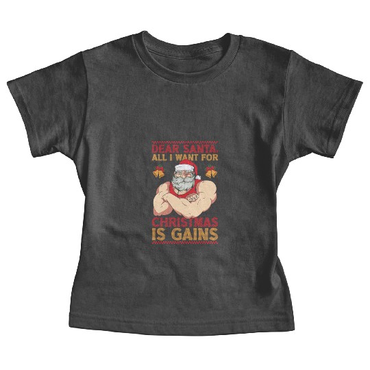 Dear Santa Christmas Gym Training Holiday Workout Baby Tees