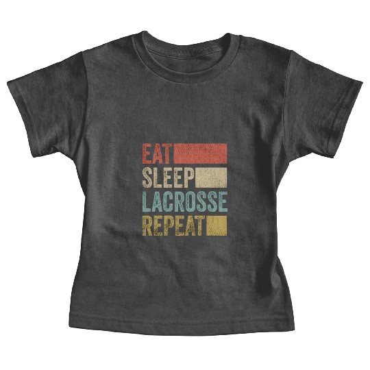 Retro Eat Sleep Lacrosse Repeat Lacrosse Baby Tees