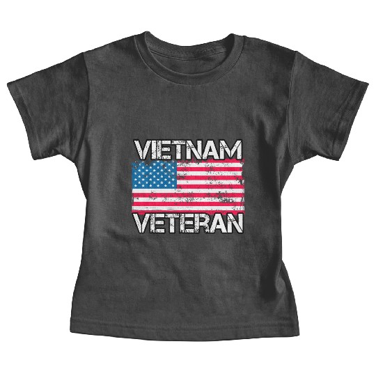 Vietnam Veteran Vintage Us Flag Military Vet Baby Tees