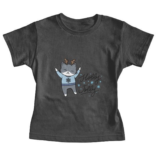 Christmas Holly Jolly Funny Cat! Baby Tees