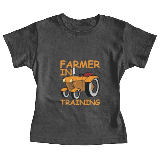 Funny Tractor Boy Farmer In Training Baby Tees