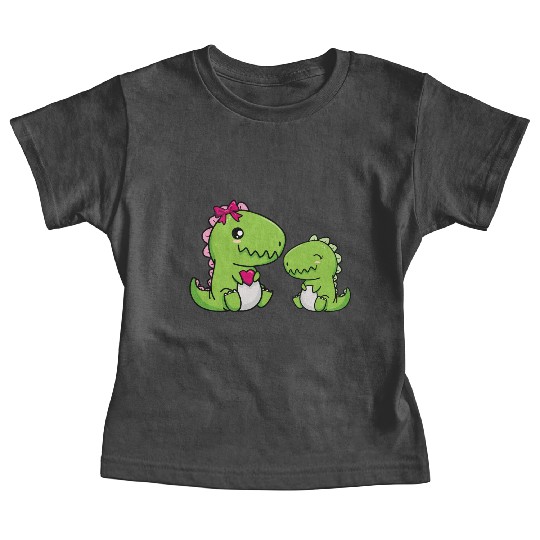 Big sister brother dino siblings boy girl heart Baby Tees