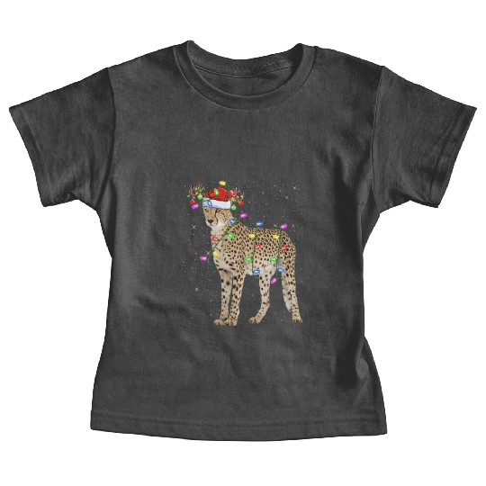 Cheetah Lover Xmas Lighting Santa Cheetah Christma Baby Tees