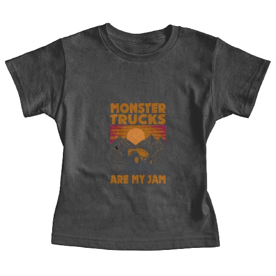 Monster Trucks Are My Jam Vintage Retro Baby Tees