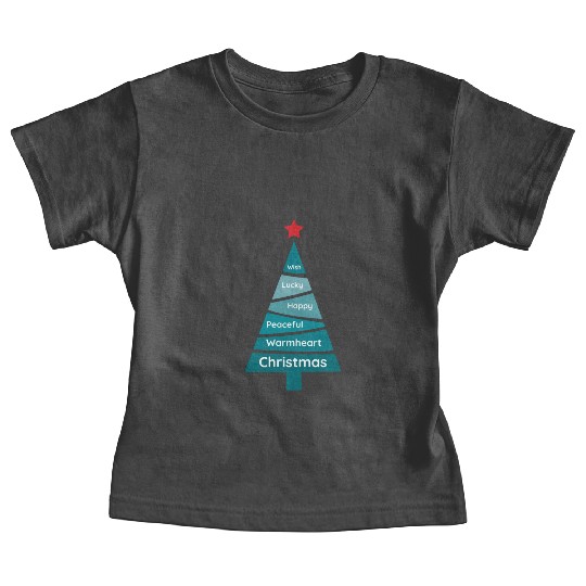 Minimalist Teal Blue Christmas Pine Baby Tees