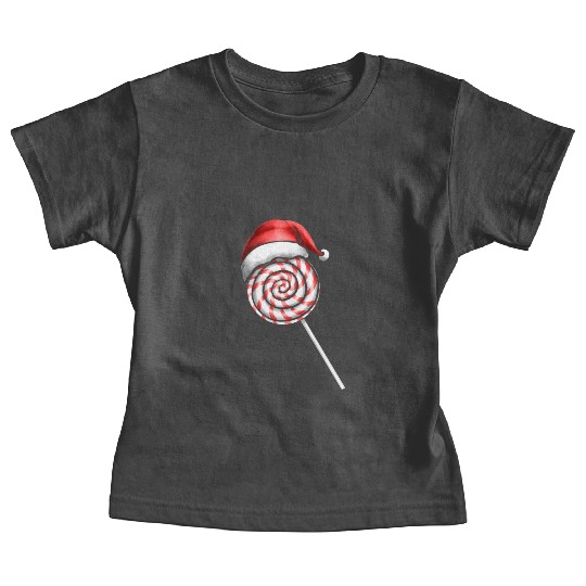 Candy Cane Lollipop Santas Hat Merry Christmas Baby Tees