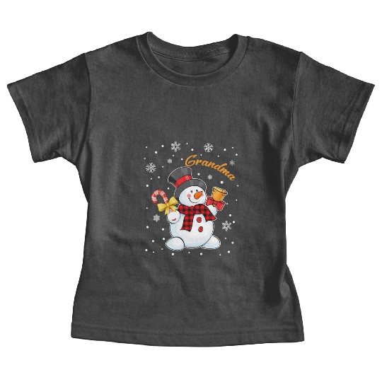 Grandma Snowman Candy Cane Christmas Red Plaid Baby Tees
