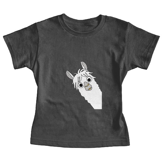 Laughing alpaca comic lama in white with big eyes Baby Tees