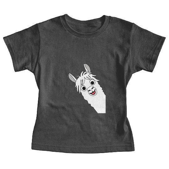 Laughing alpaca comic lama in white with big eyes Baby Tees
