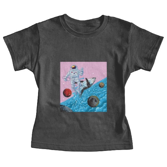 Astronaut in a ocean world full of whales fantasy Baby Tees