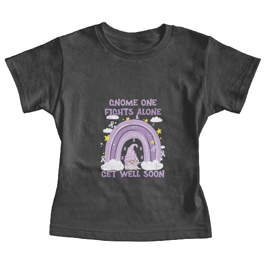 Gnome One Fights Alone Lavender | Fight The Cancer Baby Tees