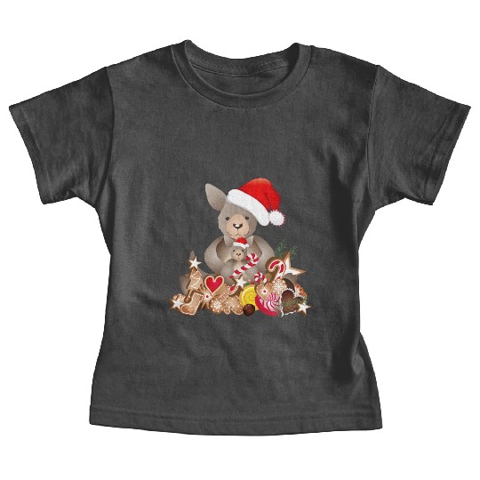 cute kangaroo for christmas with santa hat Baby Tees