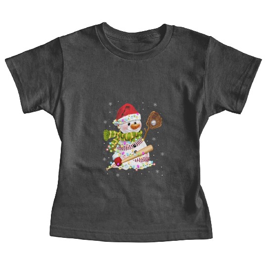 Christmas Baseball Bat Snowman Santa Snowflake Baby Tees