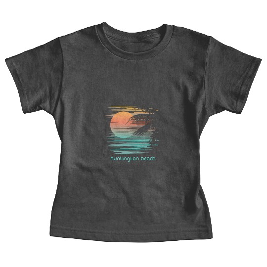 Artistic Huntington Beach California Palm Tree Baby Tees