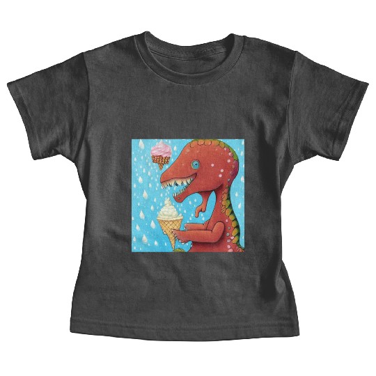 happy dinosaur love ice cream Baby Tees