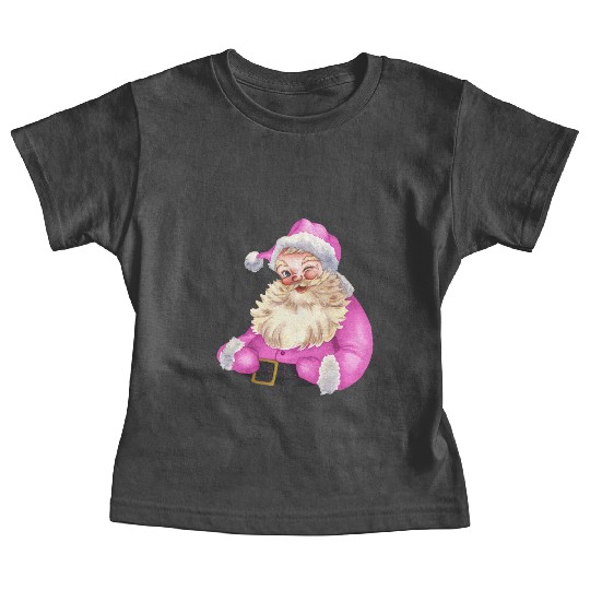 Retro Pink Santa Claus-Retro Pink Santa Claus Wate Baby Tees