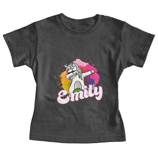 EMILY - Beautiful name with dabbing unicorn Baby Tees